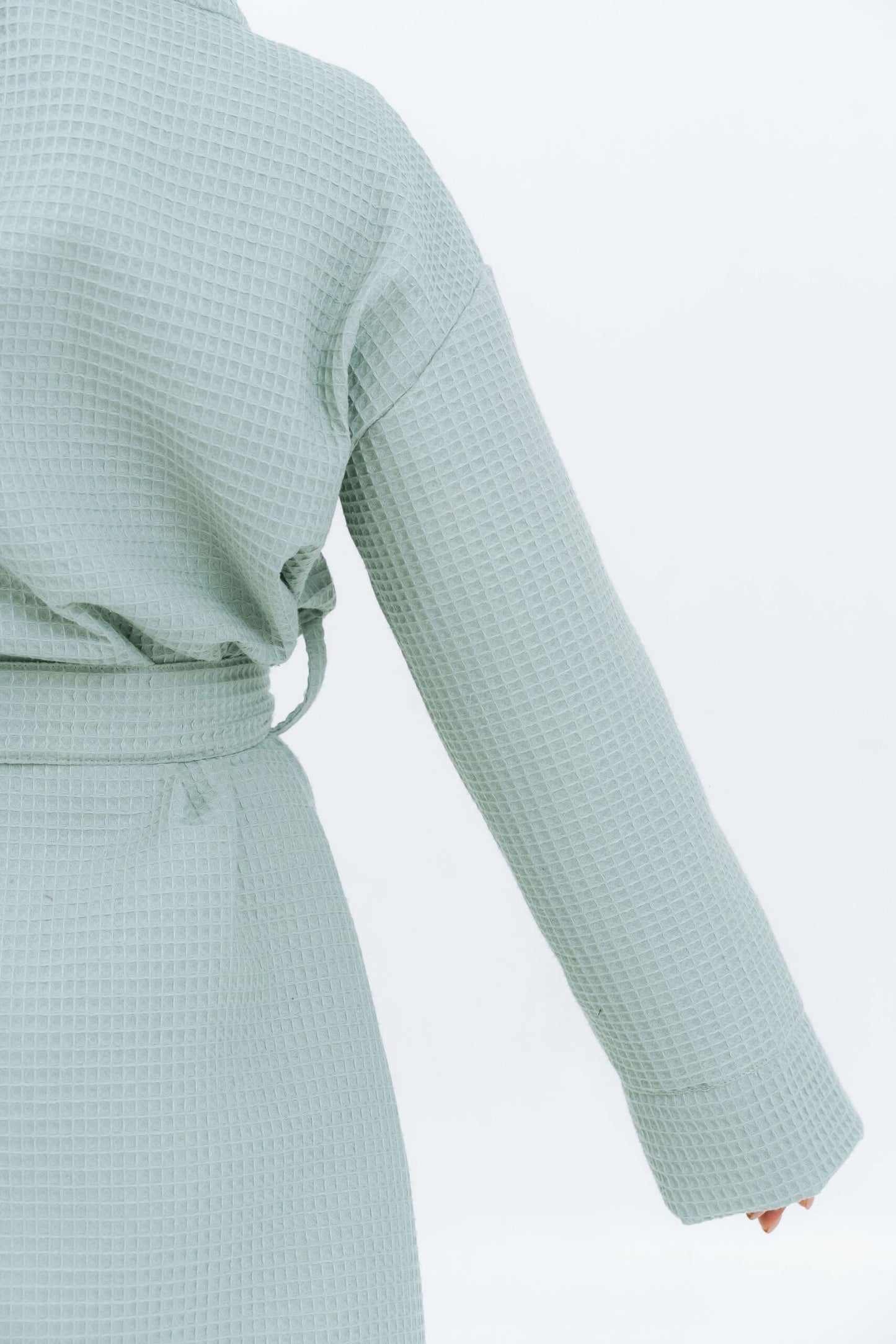 Long Waffle Fabric Robe for Women