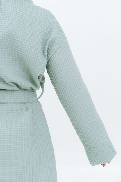 Long Waffle Fabric Robe for Women