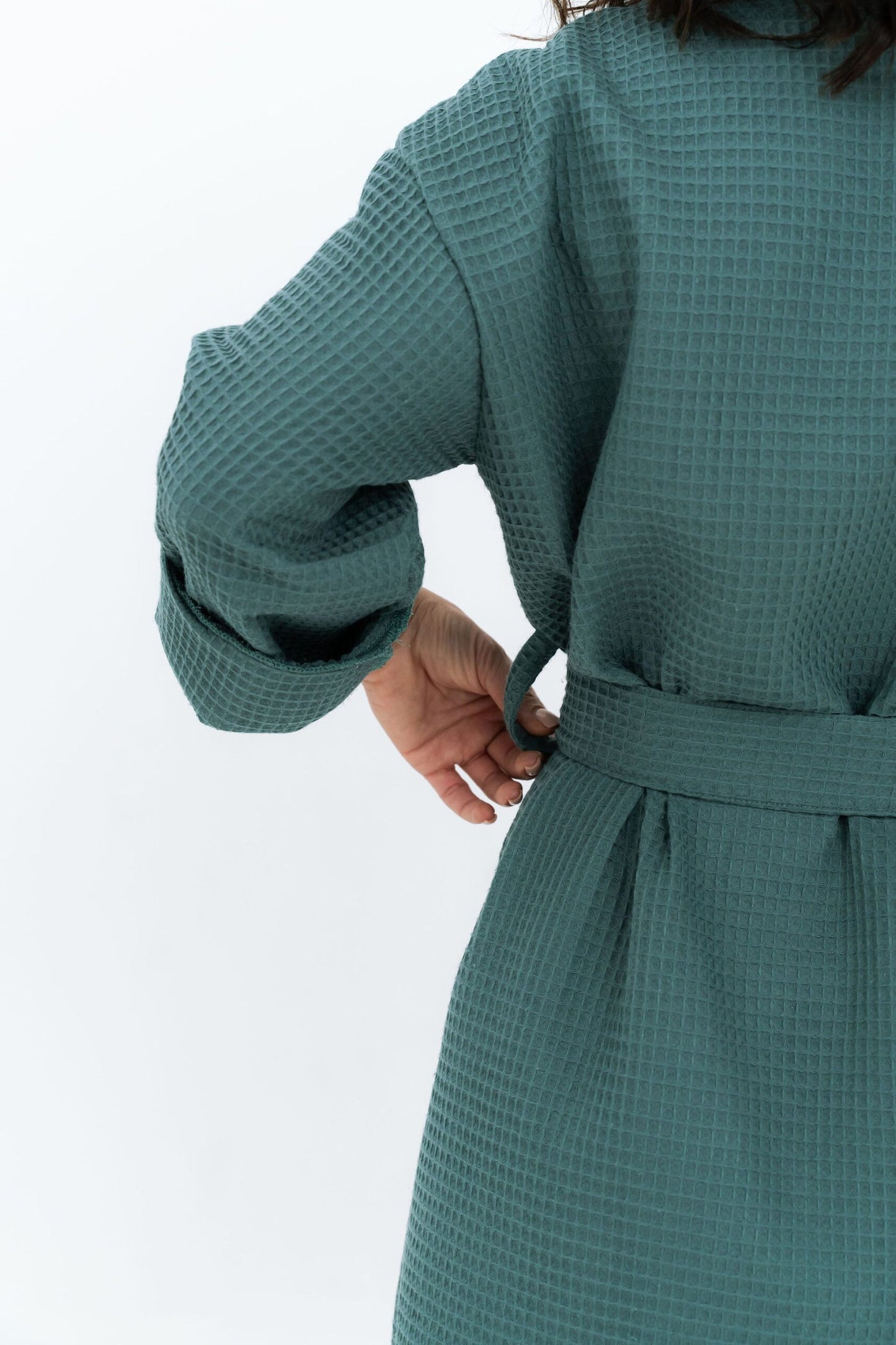 Long Waffle Fabric Robe for Women